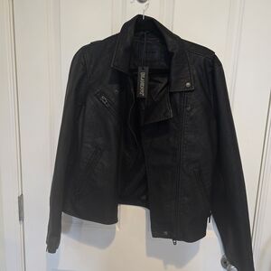 Blank NYC Black Faux Leather Biker Jacket. Size L. NWT.